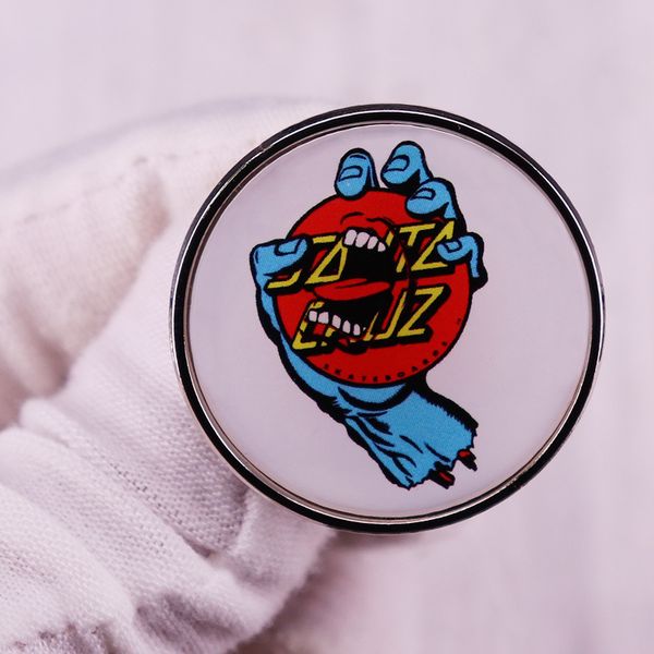 

santa cruz skateboarding vintage 90s badge brooch lapel pin, Blue