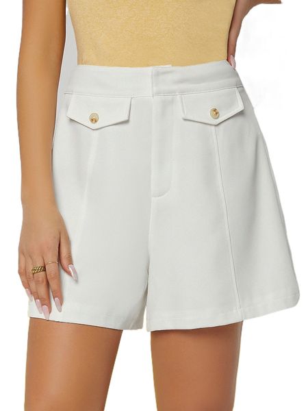 

flap detail wide leg shorts o4kp#, White;black