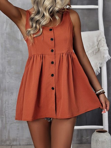 

button front peplum tank 67n9#, White