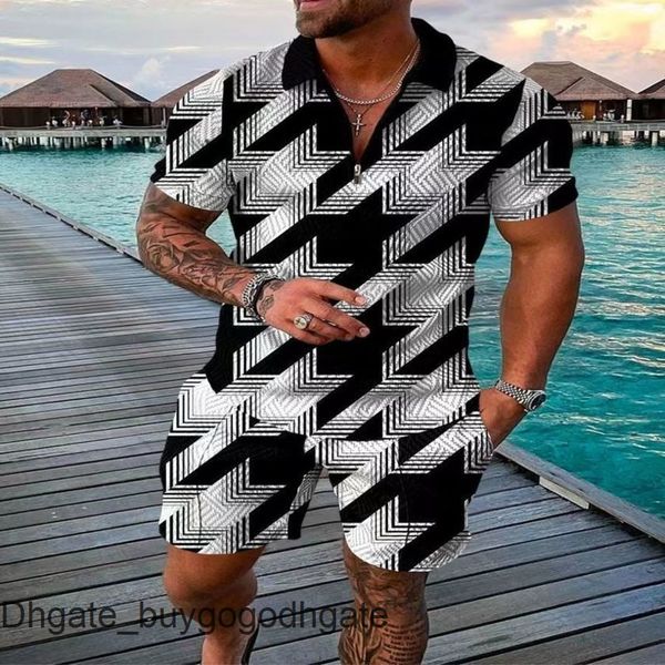 

summer men's fashion tracksuits hawaii sets casual tshirt man print short sleeve shirts loose luxury tracksuit men beach outfits 2 piec, Gray