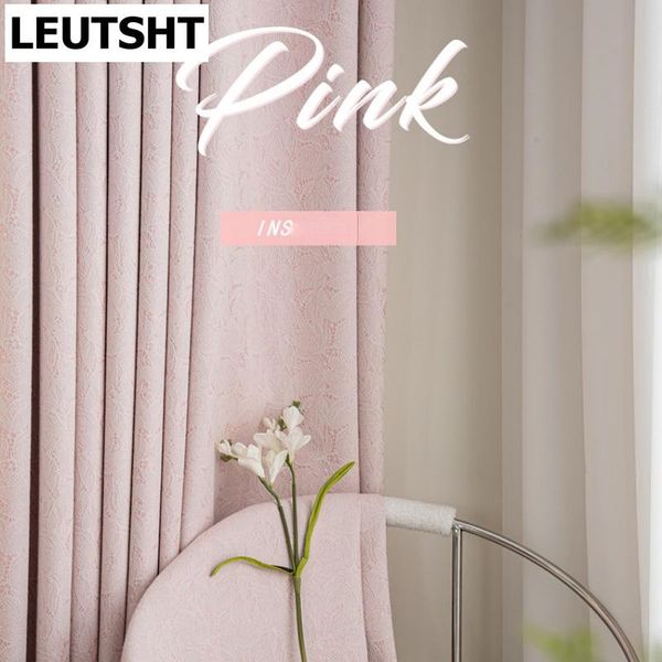 Cortina cortina cortinas francesas para sala de jantar quarto quarto leve luxo de renda rosa bordado princesa garotinha personalização de janela