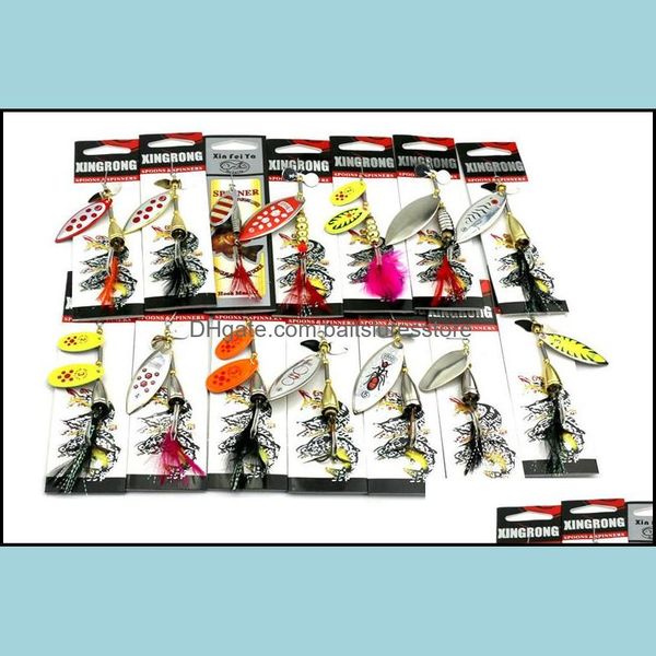 

14 styles mixed metal spoons baits fly fishing ice freashwater vib blades spinner lure sequins rotate spinnerbaits drop delivery 2021 lure