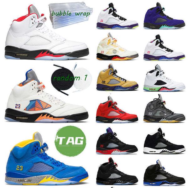 

jumpman 5 men basketball shoes 5s camo 3 sail white cement oregon laney international flight mens trainer sports sneakers, Black