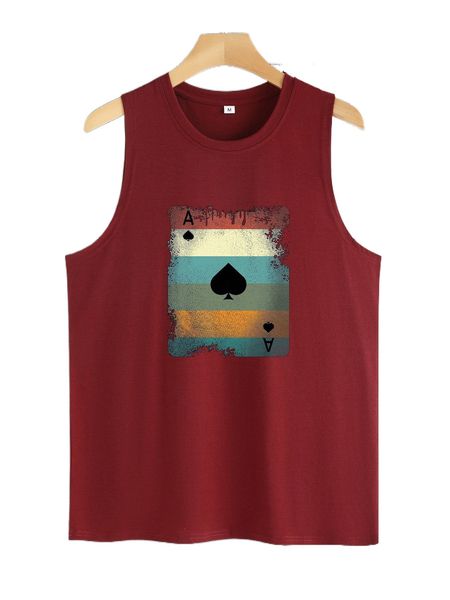 

men playing card print tank f6fb#, White;black