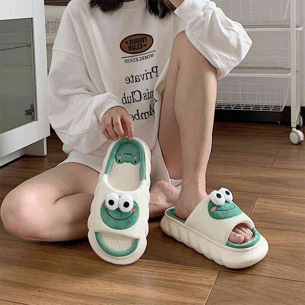 

non slipthick soled linen clouds slippers sandals female cute carrot slippers outdoor slippers slides for women comfy shoes, Black