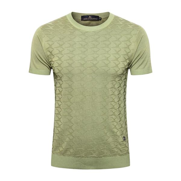 

ang lo gala so short sleeve t shirt silk men 2020 summer new thin business casual elasticity round neck big size m-5xl comfortable290m, White;black