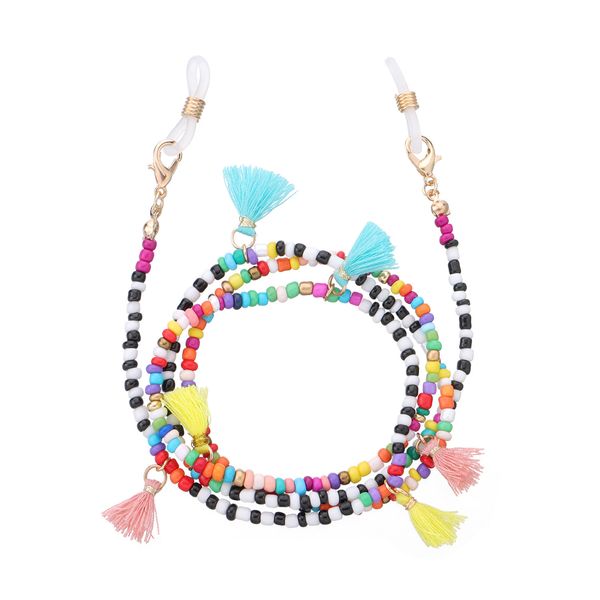 

choker necklace jewelry charm color tassel beaded glasses chain ladies fashion short neck clavicle chain frame accessories, Golden;silver