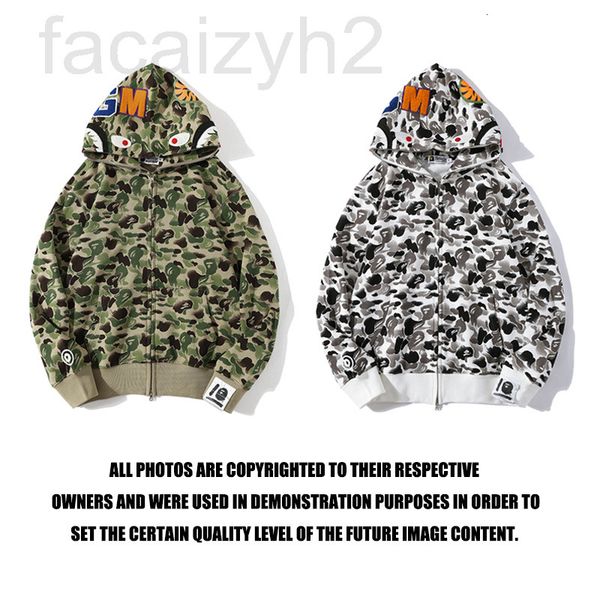 

men's hoodies & sweatshirts designer china feng shui ink camouflage 10th anniversary exclusive sweater zipper shark head embroidery 8ii, Black