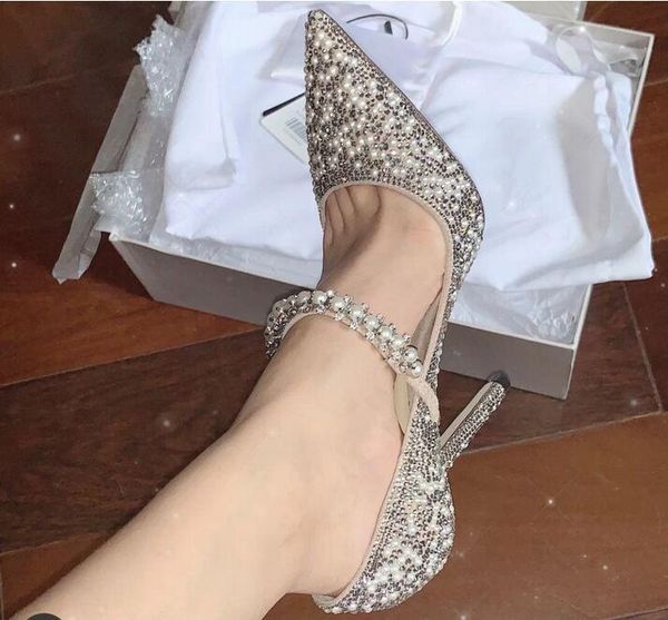 

perfect wedding sandals dress bridal shoes baily mary jane pumps withs crystal pearl strap lady high heels point toe f jimmys choos zfz, Black