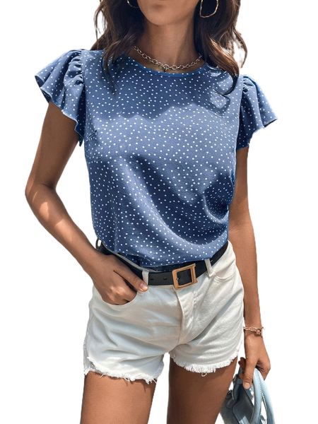 

polka dot print butterfly sleeve blouse q3wc#, White