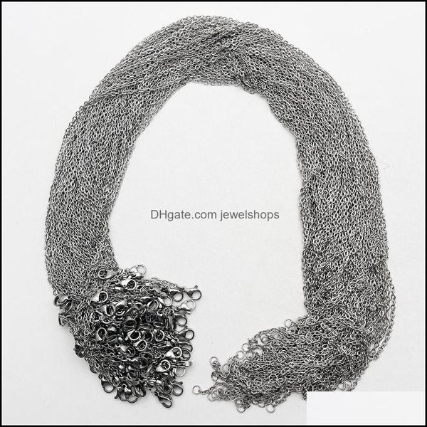 

fashion wholesale 2mm jewelry stainless steel cords chain necklace lanyard pendant clasp lobster 45cm 50cm 100pcs/lot drop delivery 2021 oth, Blue;slivery