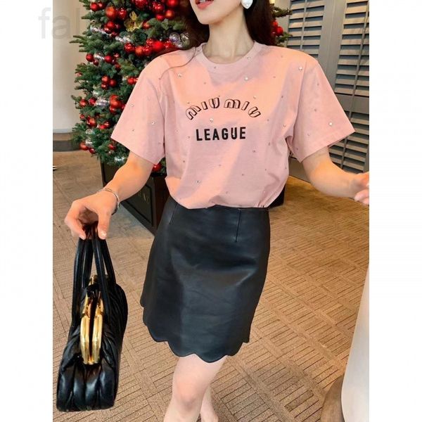 

women's t-shirt designer chaopai 22 early spring new versatile fashion letter printing manual nail drill full loose 7ct0, White