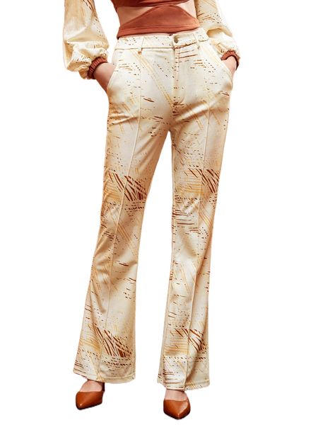 

x eta luxe by erica appleby graphic print flare leg pants m3nx#, Black;white