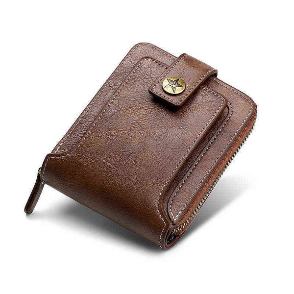 

wallets men wallet genuine leather luxury designer purses short zipper coin purse card holder chain portfolio portomonee male walet 220625, Red;black