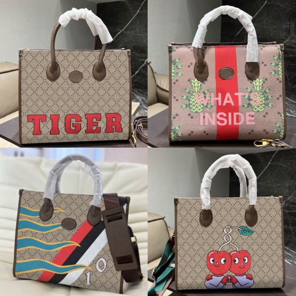 

fruit graffiti canvas totes bag women handbags the tote bags large capacity shopping bag leather handle detachable long shoulder strap purse