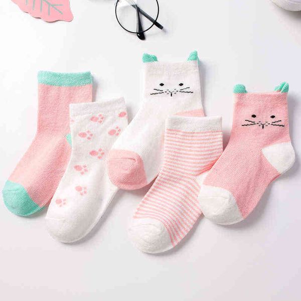 CouplesSuit Und Herbst Jungen Mädchen Baby Baumwolle Socken Niedlichen Cartoon Mittleren Rohr Dot Gestreiften Atmungsaktive Kinder Socke Y J220621