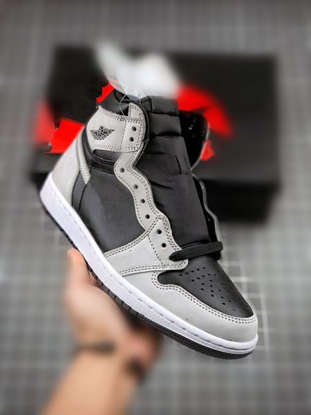 

shoes mens jumpman 1 high og shadow 2.0 basketball shoe sports sneakers real leather light smoke grey black size 36-47
