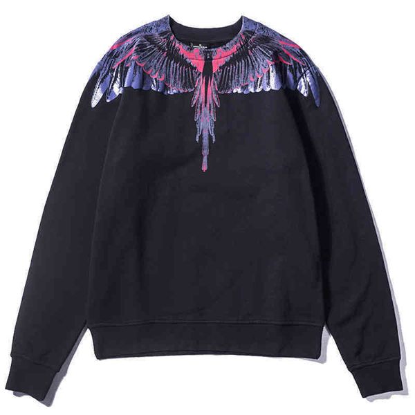 

sweater marcelos burlon tide br mb bodysuit couple men women water drop black white yin and yang flame wing feather long sleeve22nu