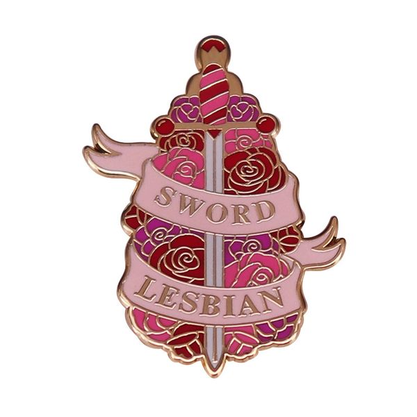 

sword lesbian badge hard enamel pin, Blue