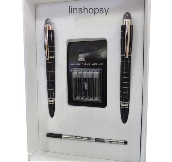 

yamalang brand luxury ballpoint pens & fountain pen set black lattice with ink bag refill high-quality stationery sincere gift and original