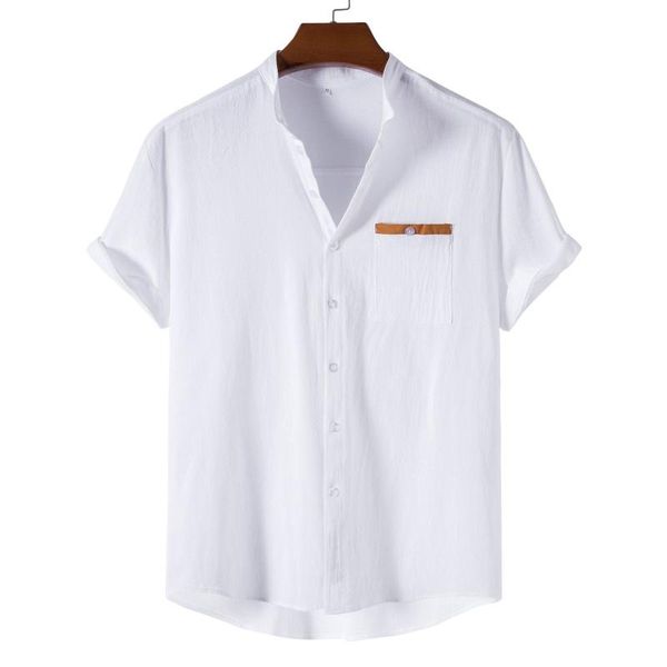 

va003 male daily shirts pocket single short streetwear buttons color turn down shirt collar casual breasted sleeve solid men's rmrxn