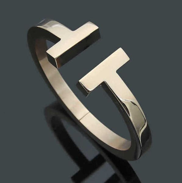 

women fashion luxury bangle bracelets stainless open cuffs thick wide band double t bangles bracelet mens jewlery silver rose gold black pul