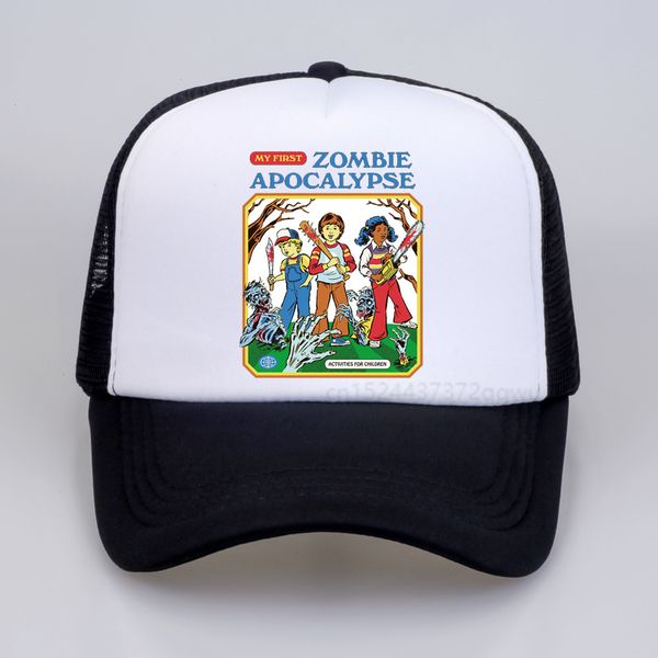 

my first zombie apocalypse satan horror baseball cap men funny demon grim reaper graphic dad hat horror halloween hip hop cap, Blue;gray