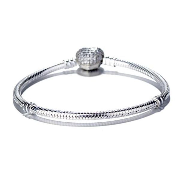 

women luxury fashion 925 sliver plated love heart cz diamond hand chain bracelet for pandora snake chain bracelet w75206o, Golden;silver