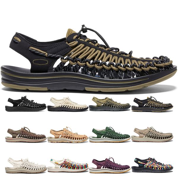 

2022 footwear designer sandals slippers slide ceen ok een uneek outdoor hiking shoes mens womens two cords and a sole fashion, Black