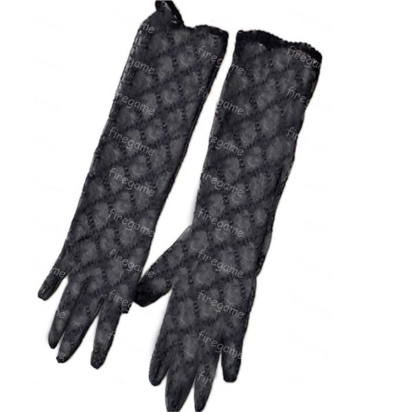 

g fashion embroidered gloves summer lace tulle mittens womens charming driving party glove black beige bride fingers mitten 2 colo1955, Blue;gray