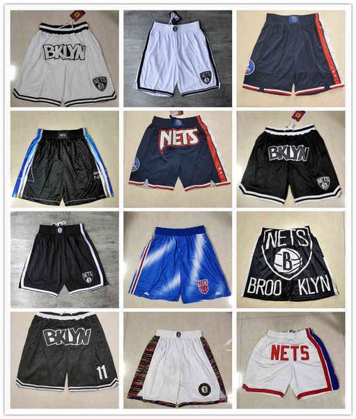 

2022 brooklyn''nets''men retro basketball shorts pocket size s-2xl, White;black