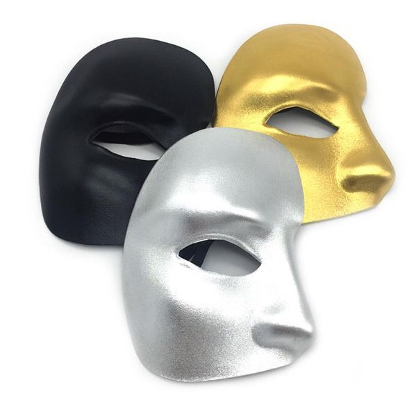 Meia Máscara Facial Fantasma da Ópera Máscaras Masquerade One Eyed Cosplay Party DIY Criatividade Halloween Costume Props Gold Silver Black