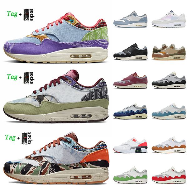 

outdoor jogging running shoes 1 cactus jack 87 women mens trainers sports fashion 2022 with socks concepts heavy patta waves noise aqua blac
