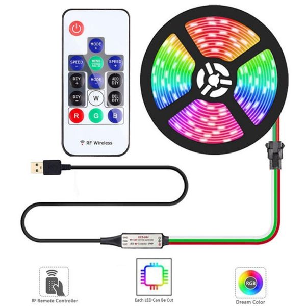 Individuell adressierbarer intelligenter RGB-LED-Streifen, 14 Tasten, DIY-Remote-Pixel-Controller mit 366 Modi, KITLED StripsLED-Streifen