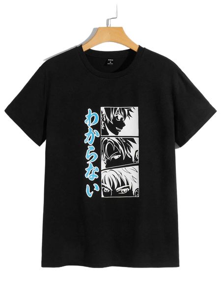 

men japanese letter & figure graphic tee z0jp#, White;black