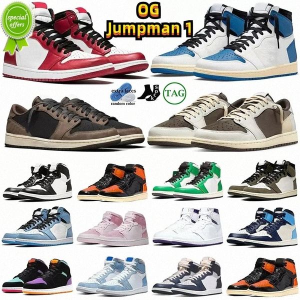 

2023 2022 jumpman 1 1s og basketball shoes travis scotts low reverse mocha men women sneakers bred panda chicago shattered backboard obsidia, Black