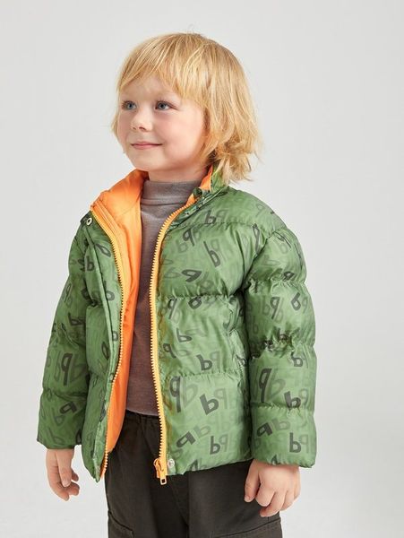 

toddler boys letter graphic zipper puffer coat she, Blue;gray