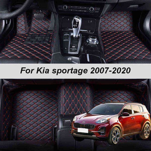 

custom made leather car floor mats for kia sportage 2007 2008 2009 2010 2018 2013 2014 2020 carpets rugs foot pads accessories w220328