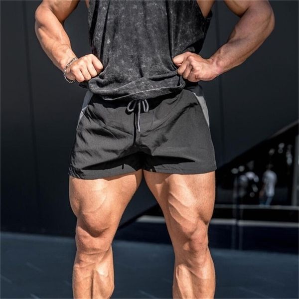 

mens shorts summer casual bermuda beach shorts men gyms sporting bodybuiding short pants quick dry mesh shorts fitness clothing 210322, White;black