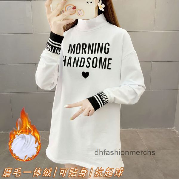 

designer women's t-shirt 2022 autumn and winter new brand letter bottomed shirt women's thickened loose built-in blouse, White