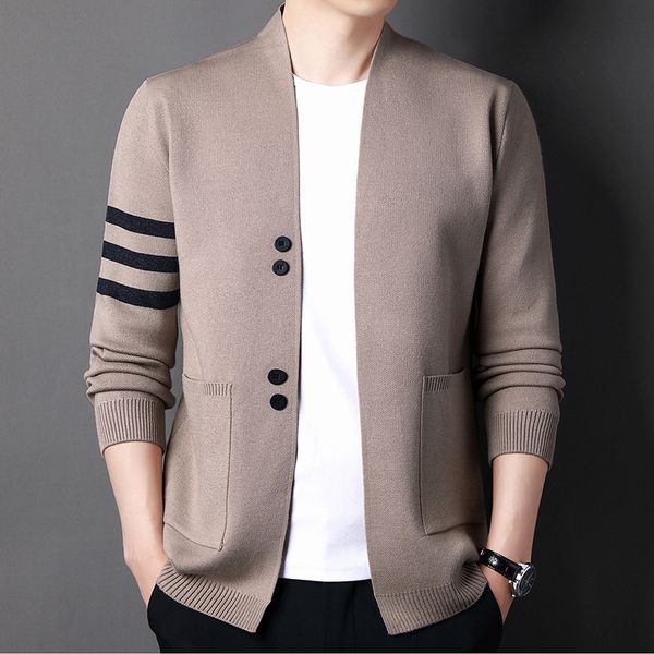 

europejskie luksusowe brand new jesie zima 2022 moda mska sweter dziergany sweter poudniowokoreaska casualowa kurtka czarny, Black;brown