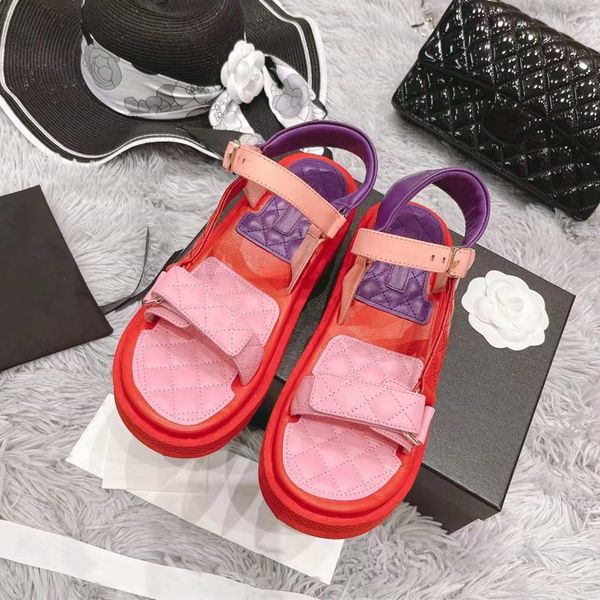 

2022 spring holiday style colorful women sandals slide fashion mixed color leather casual platform shoes summer beach travel ladies designer, Black