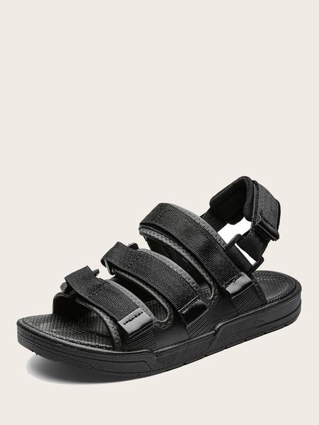 

boys hook-and-loop slingback sports sandals she01, Black;red