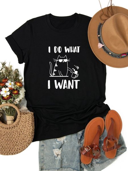 

plus slogan & cartoon graphic tee h4eg#, Black