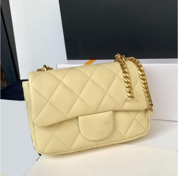 

tz womens enamel classic mini flap square bags lambeskin genuine leather quilted lucky charms gold metal chain crossbody shoulder luxuryy de