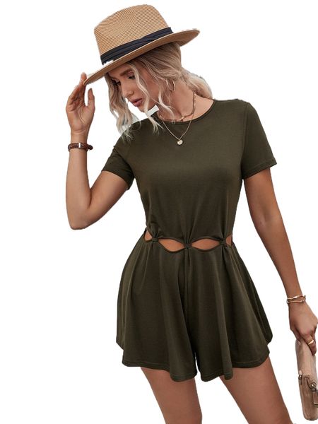 

cut out wide leg romper m5uz#, Black;white