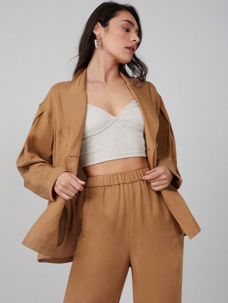 

motf premium linen hourglass double-breasted blazer i3av#, White