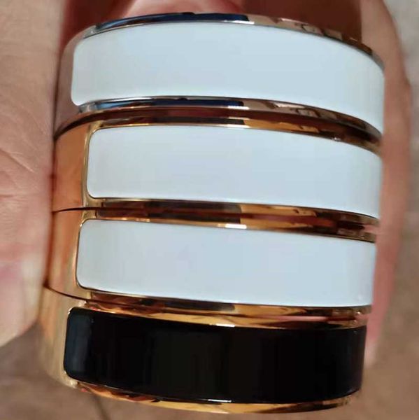 

2021 enamel rainbow woman steel h bracelet fashion bracelets for man women jewelry optional fine bangle with dustbag, Black