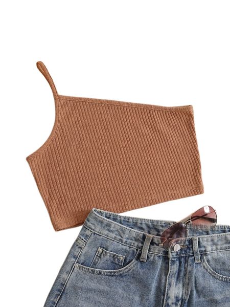 

one shoulder rib-knit p4ic#, White