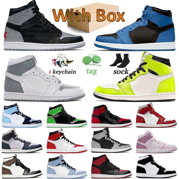 

men jumpman 1 tarainers basketball shoes dark marina blue 1s sneakers bred patent green stealth chenille sports women rebellionaire